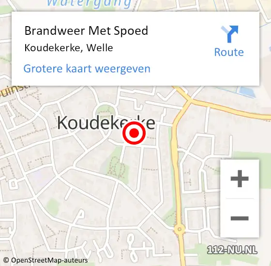 Locatie op kaart van de 112 melding: Brandweer Met Spoed Naar Koudekerke, Welle op 4 juli 2024 09:06