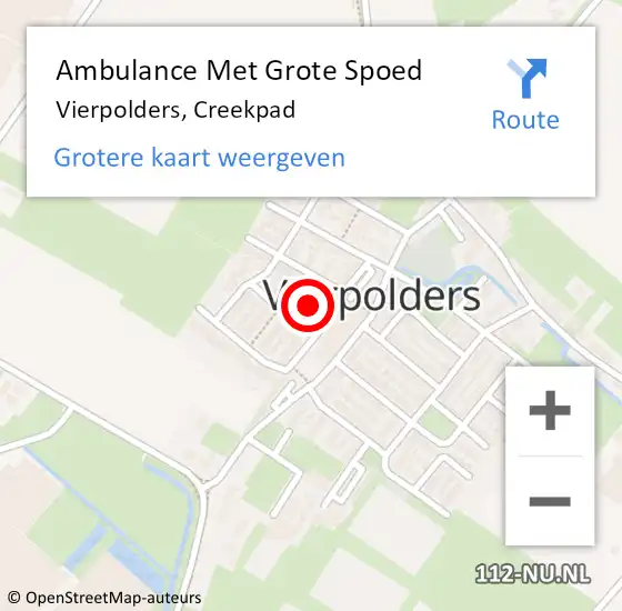 Locatie op kaart van de 112 melding: Ambulance Met Grote Spoed Naar Vierpolders, Creekpad op 4 juli 2024 09:24