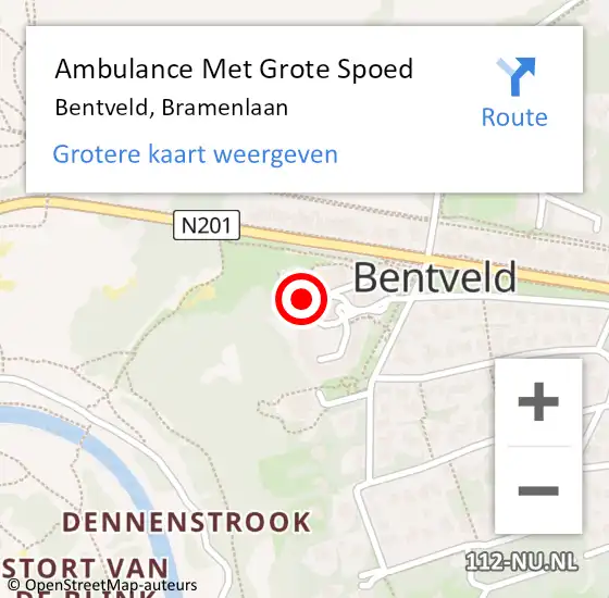 Locatie op kaart van de 112 melding: Ambulance Met Grote Spoed Naar Bentveld, Bramenlaan op 4 juli 2024 09:31