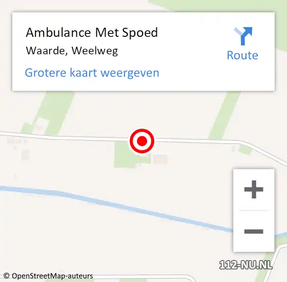 Locatie op kaart van de 112 melding: Ambulance Met Spoed Naar Waarde, Weelweg op 11 oktober 2014 19:42