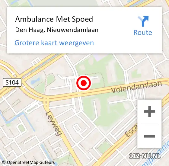 Locatie op kaart van de 112 melding: Ambulance Met Spoed Naar Den Haag, Nieuwendamlaan op 4 juli 2024 09:47