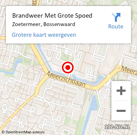 Locatie op kaart van de 112 melding: Brandweer Met Grote Spoed Naar Zoetermeer, Bossenwaard op 4 juli 2024 09:59