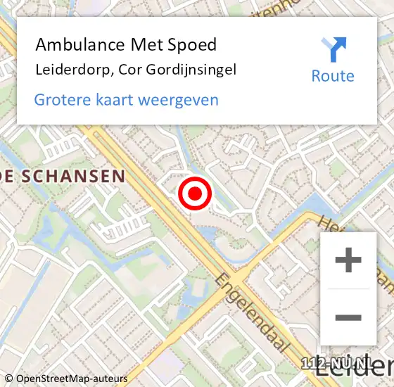 Locatie op kaart van de 112 melding: Ambulance Met Spoed Naar Leiderdorp, Cor Gordijnsingel op 4 juli 2024 10:03