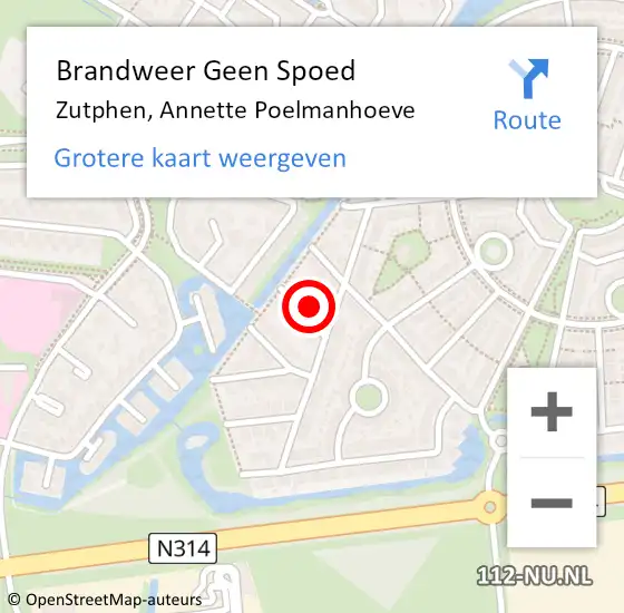 Locatie op kaart van de 112 melding: Brandweer Geen Spoed Naar Zutphen, Annette Poelmanhoeve op 4 juli 2024 10:04