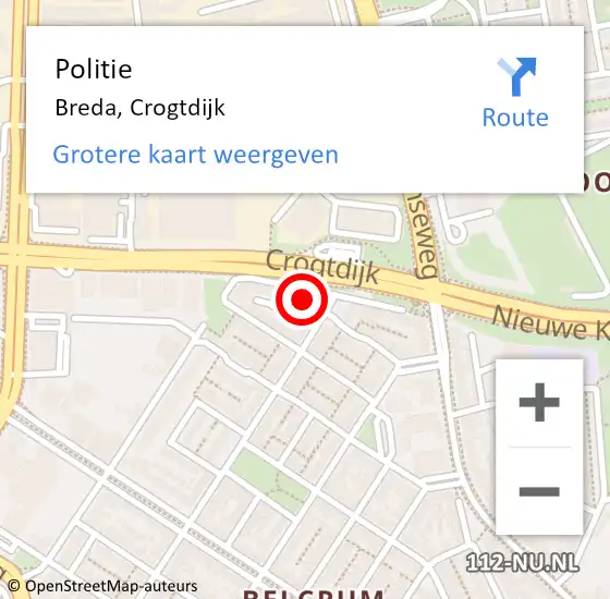 Locatie op kaart van de 112 melding: Politie Breda, Crogtdijk op 4 juli 2024 10:09