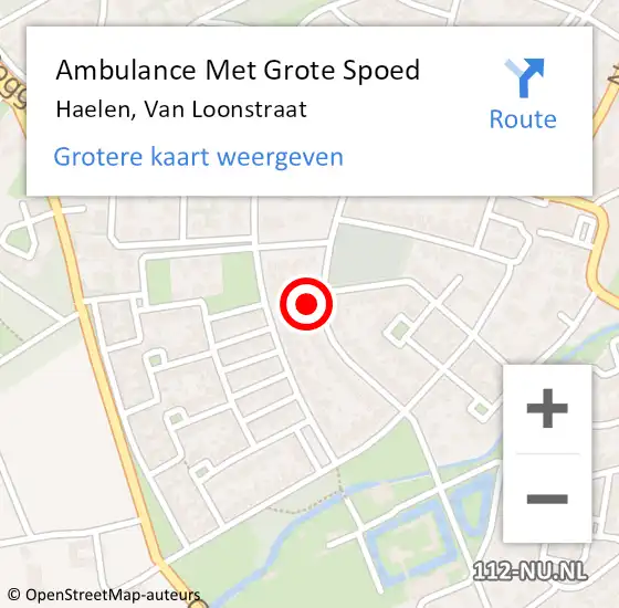 Locatie op kaart van de 112 melding: Ambulance Met Grote Spoed Naar Haelen, Van Loonstraat op 11 oktober 2014 19:49