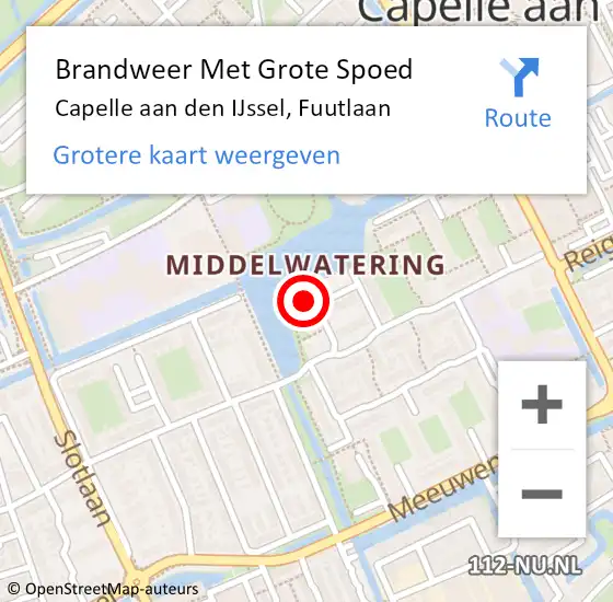 Locatie op kaart van de 112 melding: Brandweer Met Grote Spoed Naar Capelle aan den IJssel, Fuutlaan op 4 juli 2024 10:27