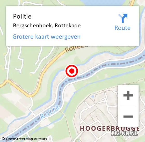 Locatie op kaart van de 112 melding: Politie Bergschenhoek, Rottekade op 4 juli 2024 10:37