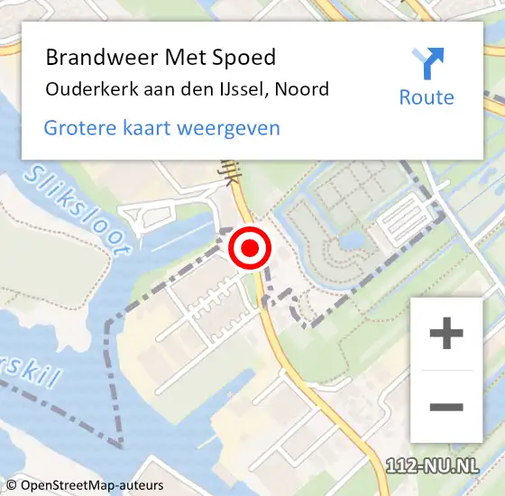 Locatie op kaart van de 112 melding: Brandweer Met Spoed Naar Ouderkerk aan den IJssel, Noord op 11 oktober 2014 19:54