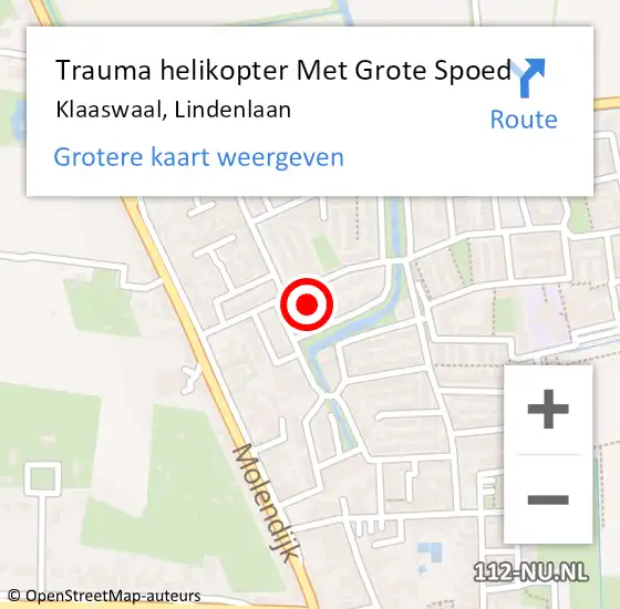 Locatie op kaart van de 112 melding: Trauma helikopter Met Grote Spoed Naar Klaaswaal, Lindenlaan op 4 juli 2024 10:45