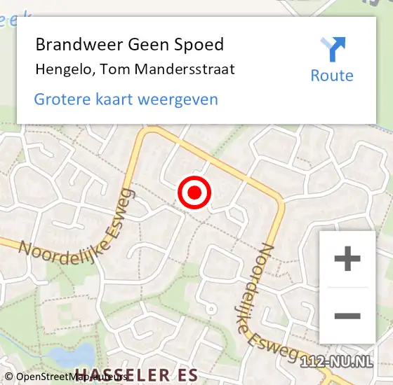 Locatie op kaart van de 112 melding: Brandweer Geen Spoed Naar Hengelo, Tom Mandersstraat op 4 juli 2024 10:50