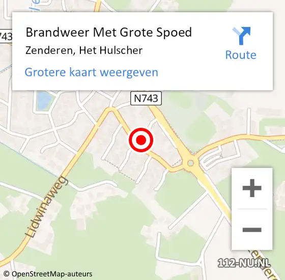 Locatie op kaart van de 112 melding: Brandweer Met Grote Spoed Naar Zenderen, Het Hulscher op 4 juli 2024 10:54