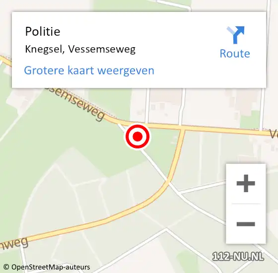 Locatie op kaart van de 112 melding: Politie Knegsel, Vessemseweg op 4 juli 2024 10:59