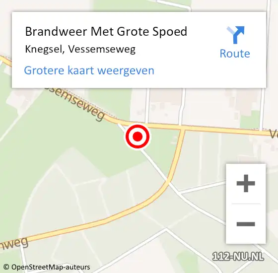 Locatie op kaart van de 112 melding: Brandweer Met Grote Spoed Naar Knegsel, Vessemseweg op 4 juli 2024 11:00