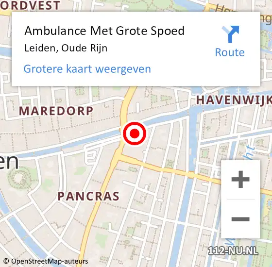 Locatie op kaart van de 112 melding: Ambulance Met Grote Spoed Naar Leiden, Oude Rijn op 4 juli 2024 11:10