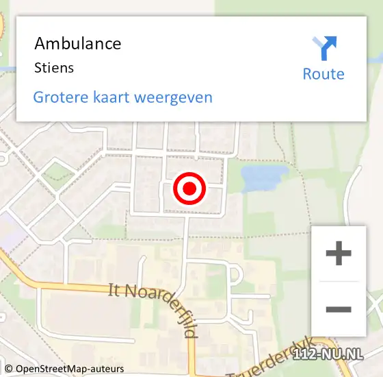 Locatie op kaart van de 112 melding: Ambulance Stiens op 4 juli 2024 11:13