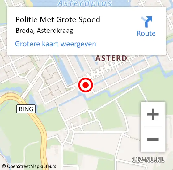 Locatie op kaart van de 112 melding: Politie Met Grote Spoed Naar Breda, Asterdkraag op 4 juli 2024 11:38