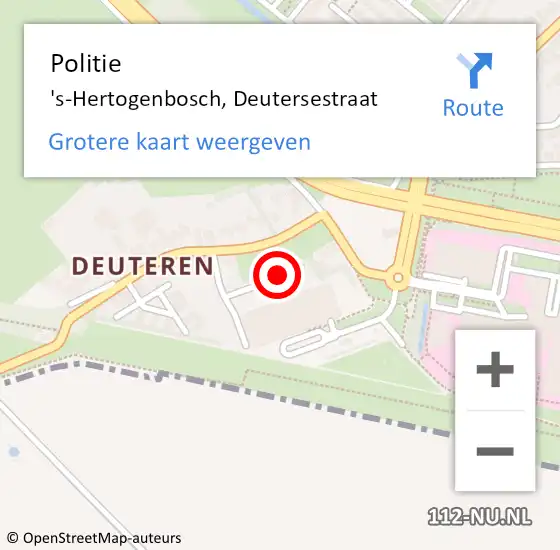 Locatie op kaart van de 112 melding: Politie 's-Hertogenbosch, Deutersestraat op 4 juli 2024 11:42