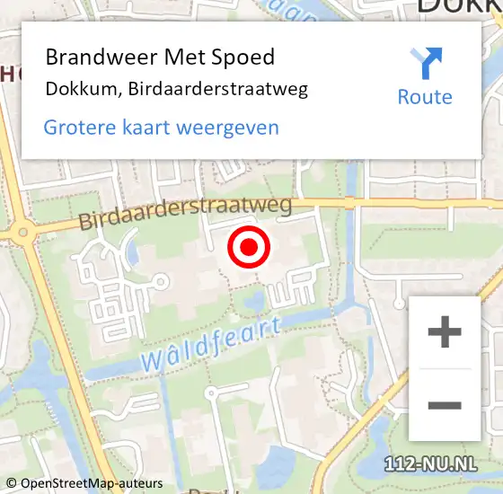 Locatie op kaart van de 112 melding: Brandweer Met Spoed Naar Dokkum, Birdaarderstraatweg op 4 juli 2024 11:55