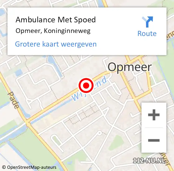 Locatie op kaart van de 112 melding: Ambulance Met Spoed Naar Opmeer, Koninginneweg op 4 juli 2024 11:56