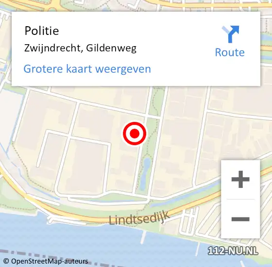 Locatie op kaart van de 112 melding: Politie Zwijndrecht, Gildenweg op 4 juli 2024 12:22