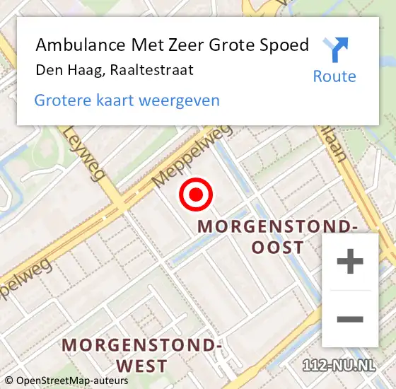 Locatie op kaart van de 112 melding: Ambulance Met Zeer Grote Spoed Naar Den Haag, Raaltestraat op 4 juli 2024 12:43