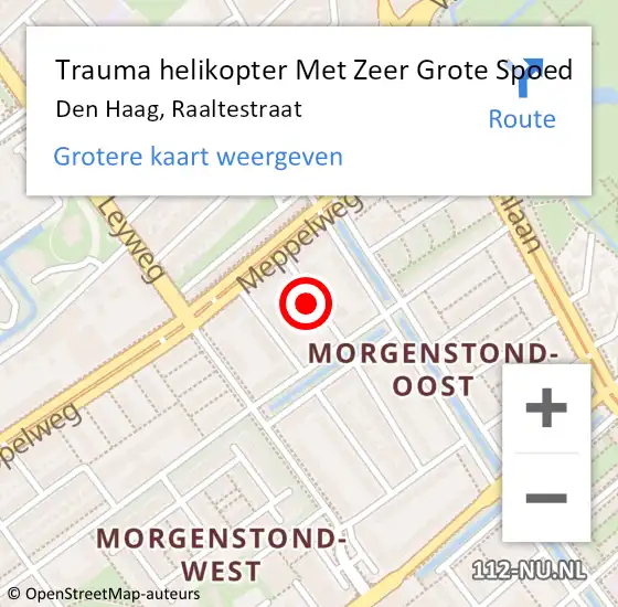 Locatie op kaart van de 112 melding: Trauma helikopter Met Zeer Grote Spoed Naar Den Haag, Raaltestraat op 4 juli 2024 12:45