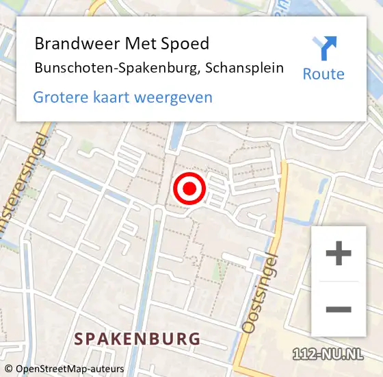 Locatie op kaart van de 112 melding: Brandweer Met Spoed Naar Bunschoten-Spakenburg, Schansplein op 4 juli 2024 12:46