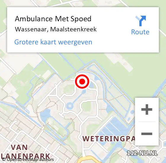 Locatie op kaart van de 112 melding: Ambulance Met Spoed Naar Wassenaar, Maalsteenkreek op 4 juli 2024 13:04