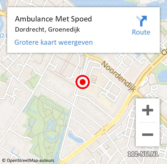 Locatie op kaart van de 112 melding: Ambulance Met Spoed Naar Dordrecht, Groenedijk op 4 juli 2024 13:33