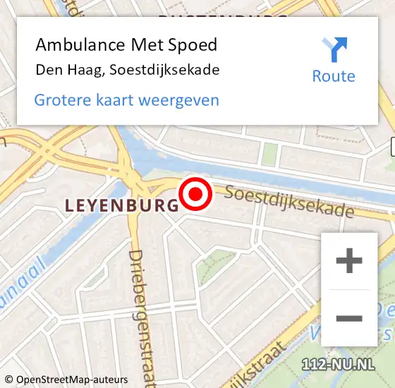 Locatie op kaart van de 112 melding: Ambulance Met Spoed Naar Den Haag, Soestdijksekade op 4 juli 2024 13:35