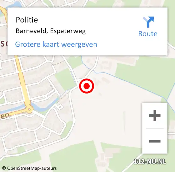 Locatie op kaart van de 112 melding: Politie Barneveld, Espeterweg op 4 juli 2024 13:39