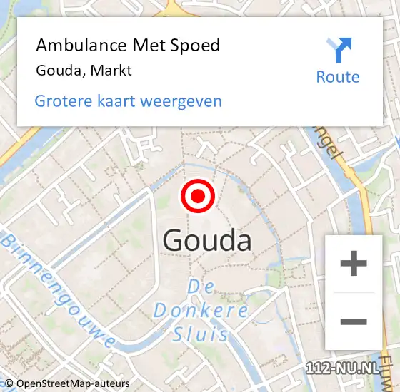 Locatie op kaart van de 112 melding: Ambulance Met Spoed Naar Gouda, Markt op 4 juli 2024 13:46