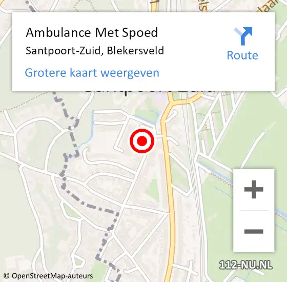 Locatie op kaart van de 112 melding: Ambulance Met Spoed Naar Santpoort-Zuid, Blekersveld op 4 juli 2024 13:49