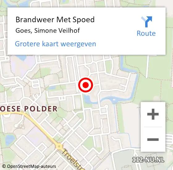 Locatie op kaart van de 112 melding: Brandweer Met Spoed Naar Goes, Simone Veilhof op 11 oktober 2014 20:33