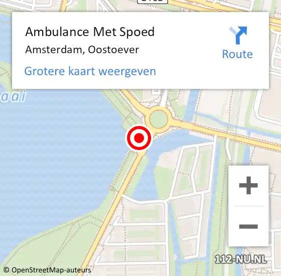 Locatie op kaart van de 112 melding: Ambulance Met Spoed Naar Amsterdam, Oostoever op 4 juli 2024 14:11