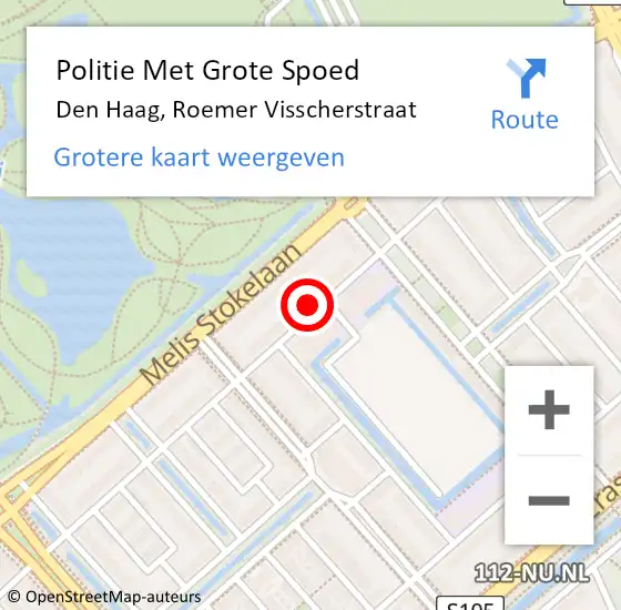 Locatie op kaart van de 112 melding: Politie Met Grote Spoed Naar Den Haag, Roemer Visscherstraat op 4 juli 2024 14:22