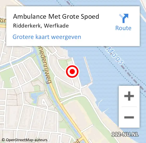 Locatie op kaart van de 112 melding: Ambulance Met Grote Spoed Naar Ridderkerk, Werfkade op 4 juli 2024 14:33