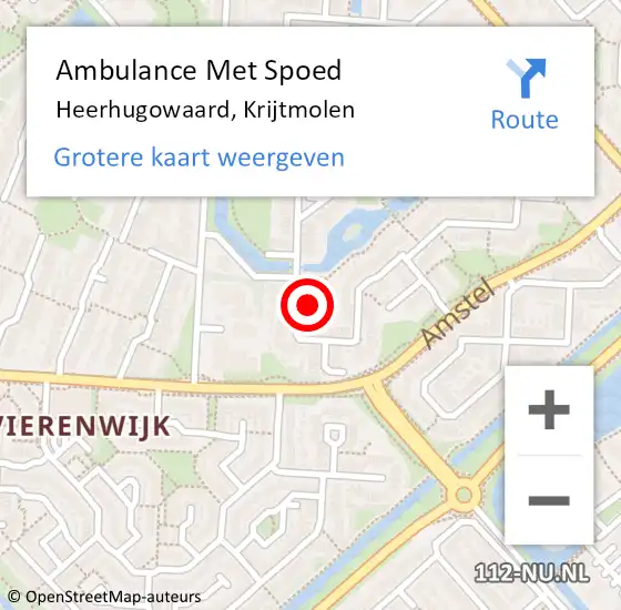 Locatie op kaart van de 112 melding: Ambulance Met Spoed Naar Heerhugowaard, Krijtmolen op 4 juli 2024 14:38