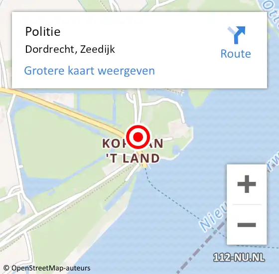 Locatie op kaart van de 112 melding: Politie Dordrecht, Zeedijk op 4 juli 2024 14:50