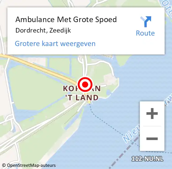 Locatie op kaart van de 112 melding: Ambulance Met Grote Spoed Naar Dordrecht, Zeedijk op 4 juli 2024 14:50