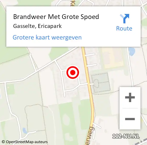 Locatie op kaart van de 112 melding: Brandweer Met Grote Spoed Naar Gasselte, Ericapark op 4 juli 2024 15:00