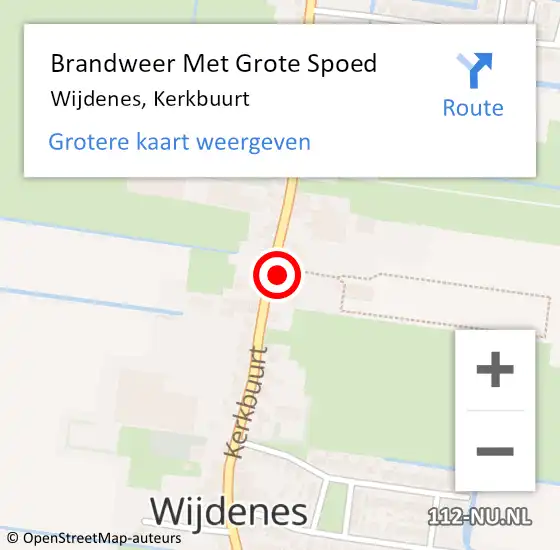 Locatie op kaart van de 112 melding: Brandweer Met Grote Spoed Naar Wijdenes, Kerkbuurt op 4 juli 2024 15:06