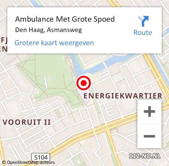 Locatie op kaart van de 112 melding: Ambulance Met Grote Spoed Naar Den Haag, Asmansweg op 4 juli 2024 15:12