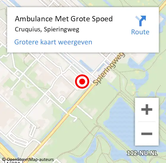 Locatie op kaart van de 112 melding: Ambulance Met Grote Spoed Naar Cruquius, Spieringweg op 4 juli 2024 15:15