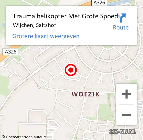 Locatie op kaart van de 112 melding: Trauma helikopter Met Grote Spoed Naar Wijchen, Saltshof op 4 juli 2024 15:21