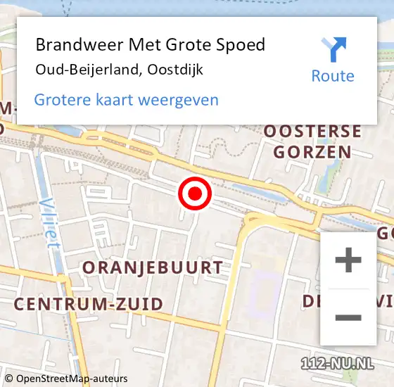 Locatie op kaart van de 112 melding: Brandweer Met Grote Spoed Naar Oud-Beijerland, Oostdijk op 4 juli 2024 15:22