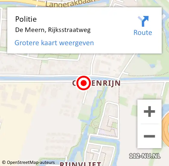 Locatie op kaart van de 112 melding: Politie De Meern, Rijksstraatweg op 4 juli 2024 15:29