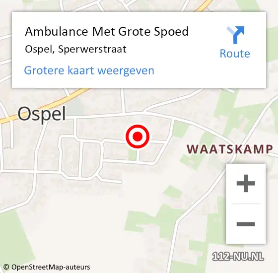 Locatie op kaart van de 112 melding: Ambulance Met Grote Spoed Naar Ospel, Sperwerstraat op 4 juli 2024 15:32