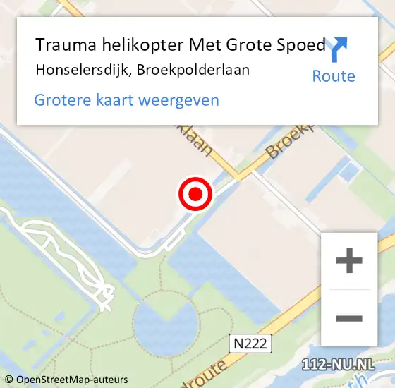Locatie op kaart van de 112 melding: Trauma helikopter Met Grote Spoed Naar Honselersdijk, Broekpolderlaan op 4 juli 2024 15:36